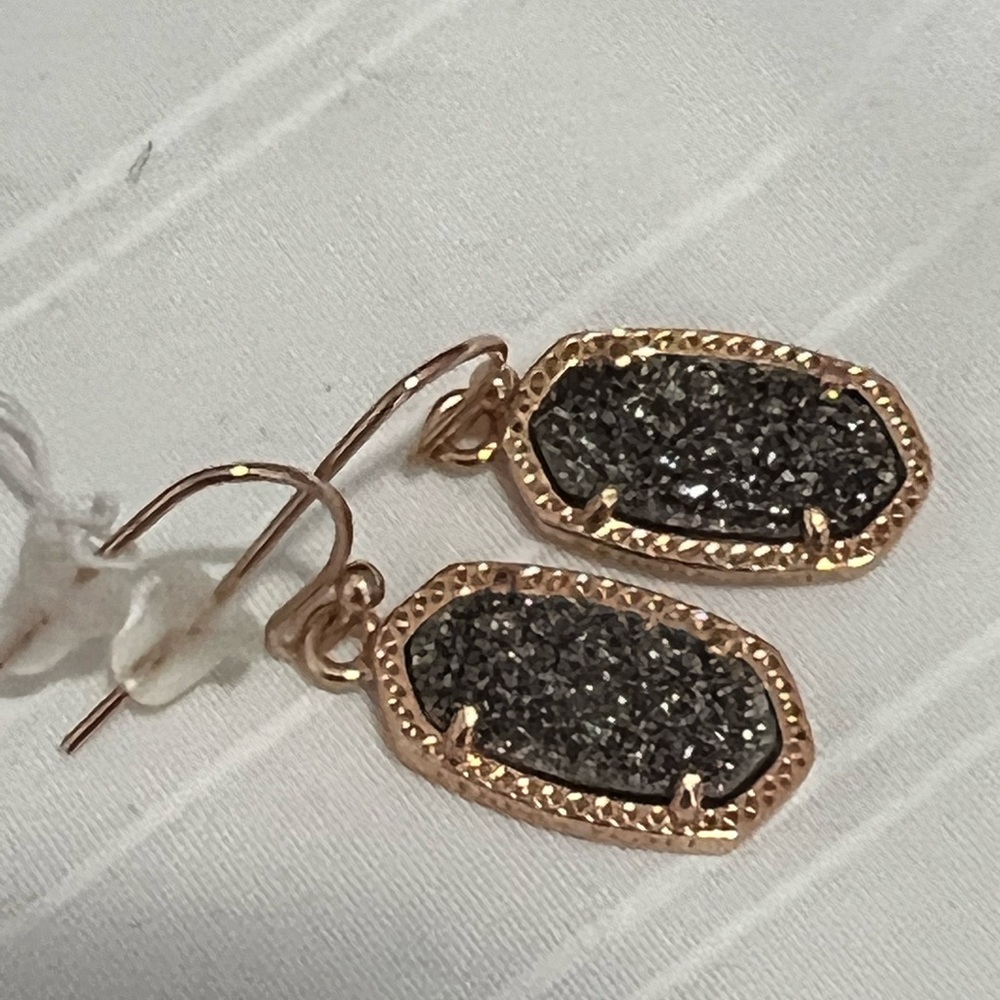 NWT Kendra Scott RARE & Retired Lee Earrings Rose Gold & Platinum Drusy Limited - Picture 11 of 16